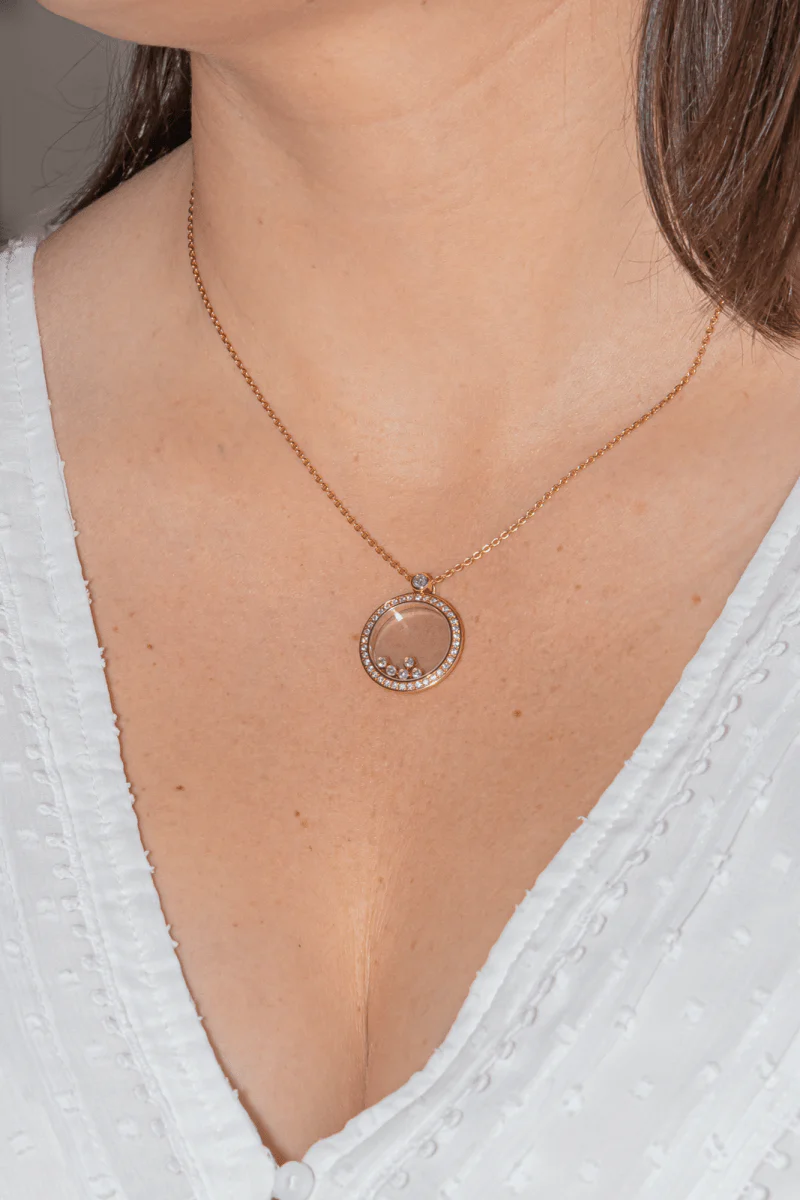 Collier Pendentif CHOPARD "Happy Diamonds Icons" en or rose, saphir et diamants - Image 2