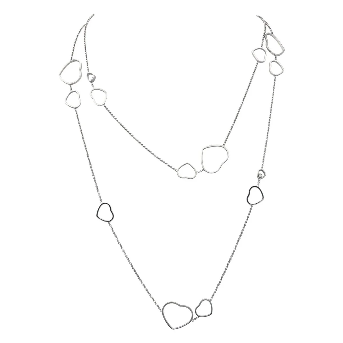Collier Sautoir CHOPARD "Happy Heart" en or blanc et diamants