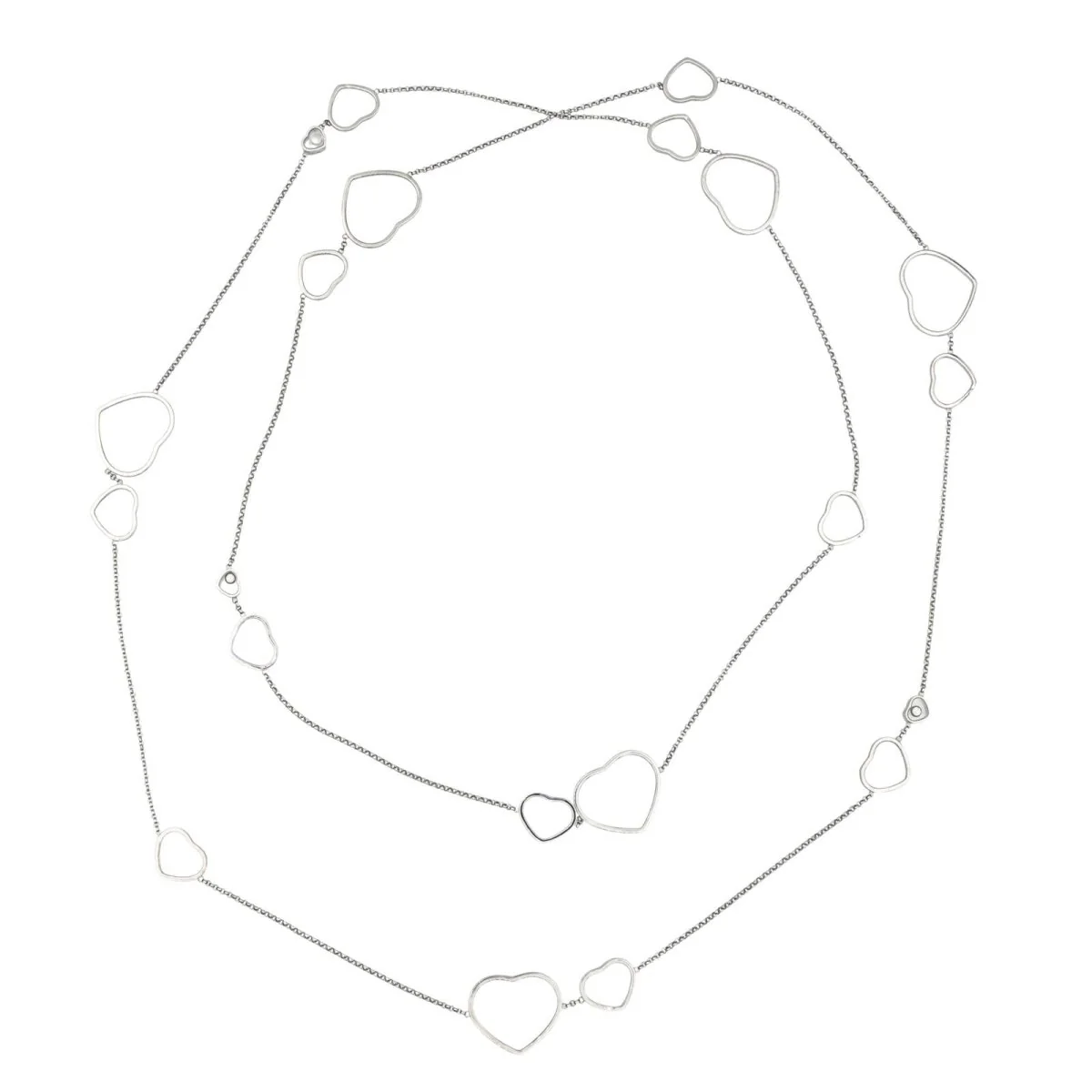 Collier Sautoir CHOPARD "Happy Heart" en or blanc et diamants - Image 3