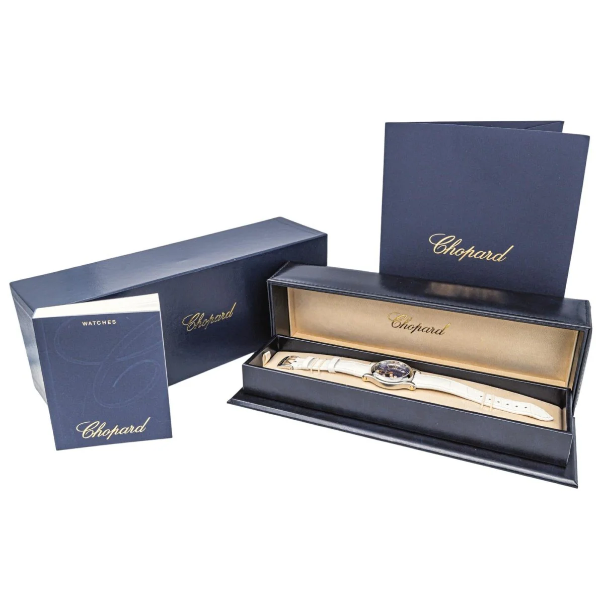 Montre CHOPARD "Happy Sport" en or rose, acier, saphir, cuir et diamants - Image 9