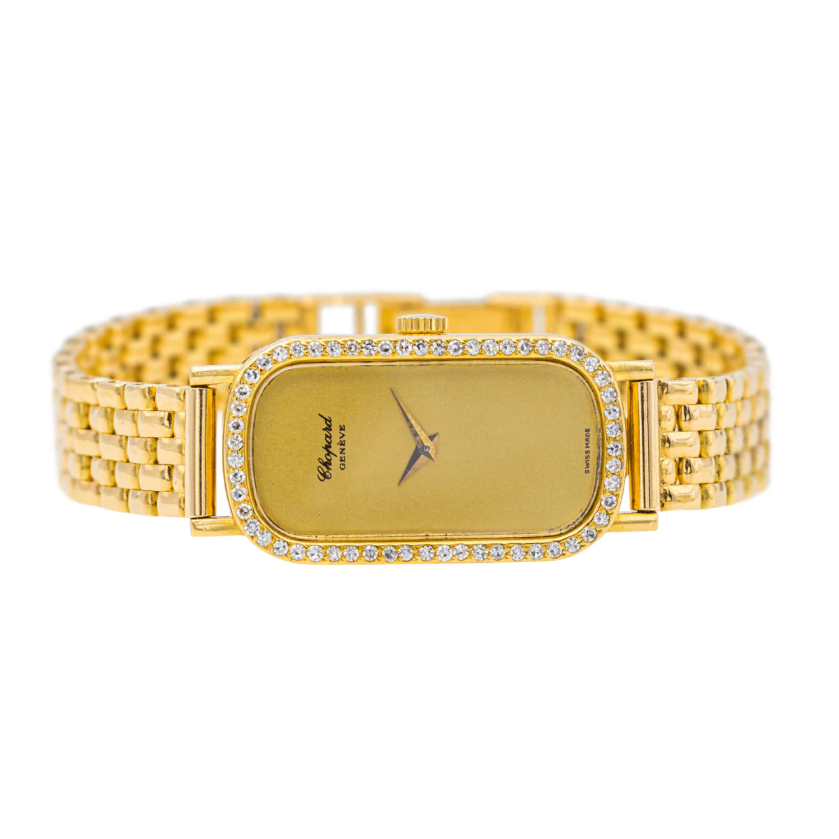Montre CHOPARD "Classique" en or jaune, saphir et diamants - Image 4