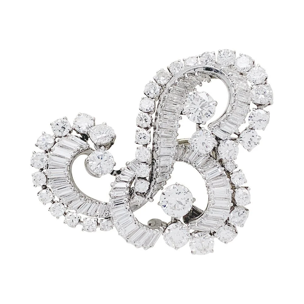 Clip J.Lacloche, "Volutes", platine, or blanc, diamants - Image 4