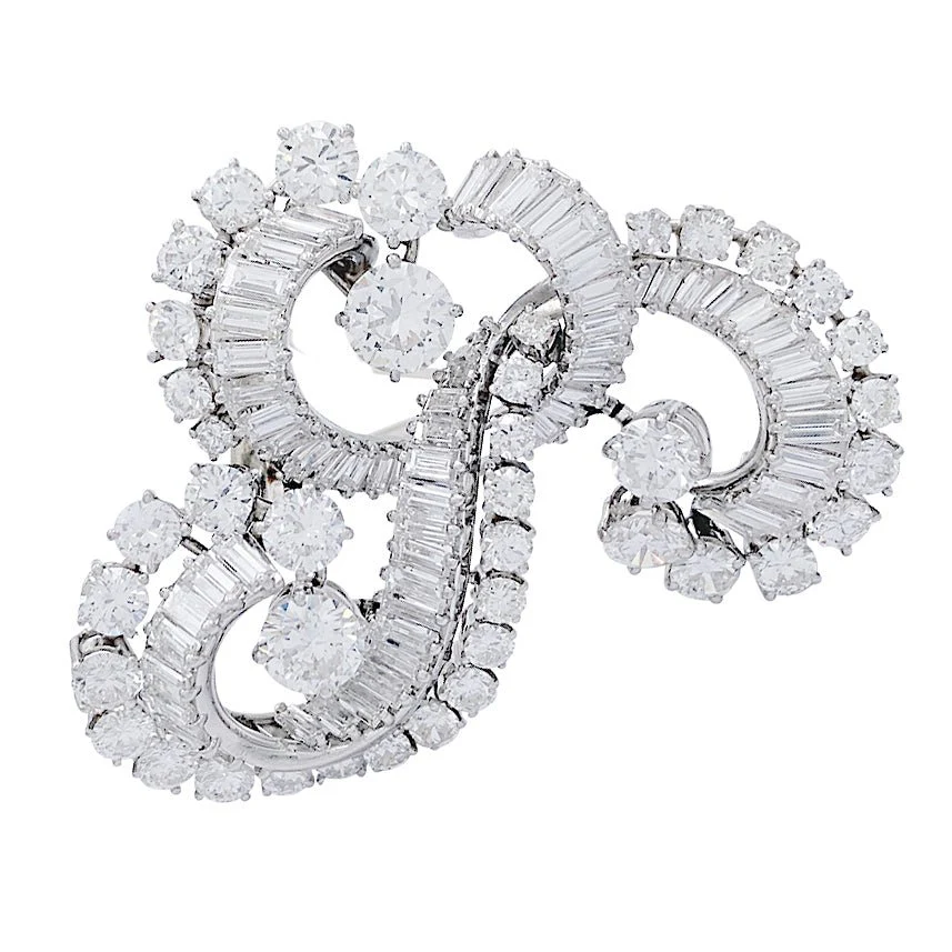 Clip J.Lacloche, "Volutes", platine, or blanc, diamants - Image 6