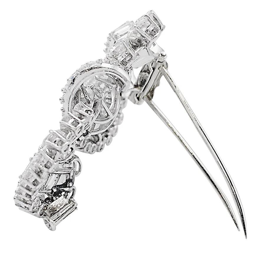 Clip J.Lacloche, "Volutes", platine, or blanc, diamants - Image 7