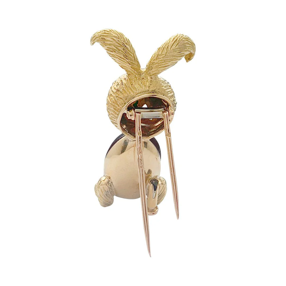 Clip "Lapin" or jaune et platine, rubis - Image 6
