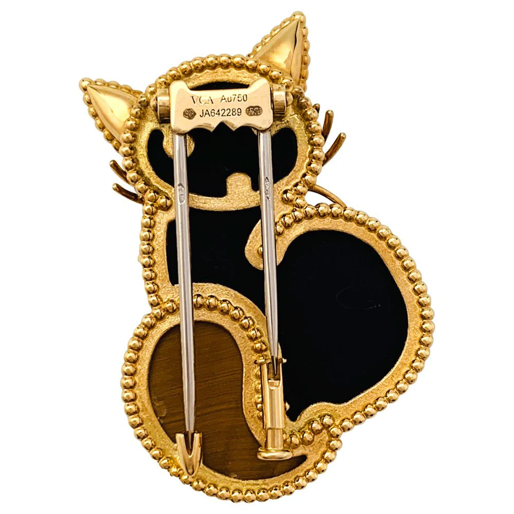 Clip VAN CLEEF & ARPELS "Lucky Animals Chat" en or jaune, oeil de tigre et onyx - Image 6