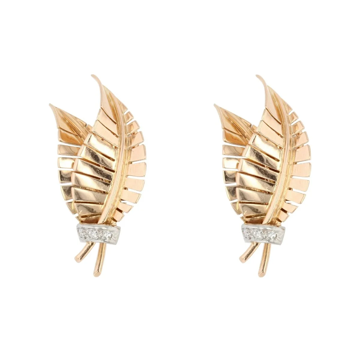 Boucles d'oreilles Clips en or jaune, platine et diamants
