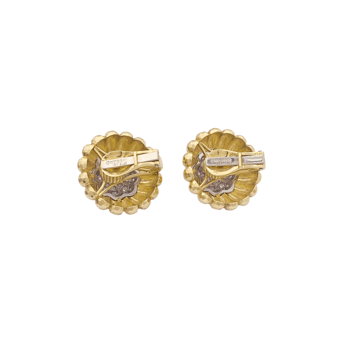 Boucles d'oreilles Clips DAVID WEBB en or jaune, platine et diamants - Image 3