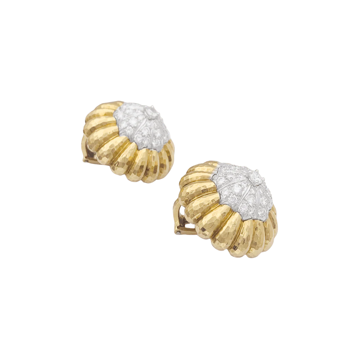 Boucles d'oreilles Clips DAVID WEBB en or jaune, platine et diamants - Image 4
