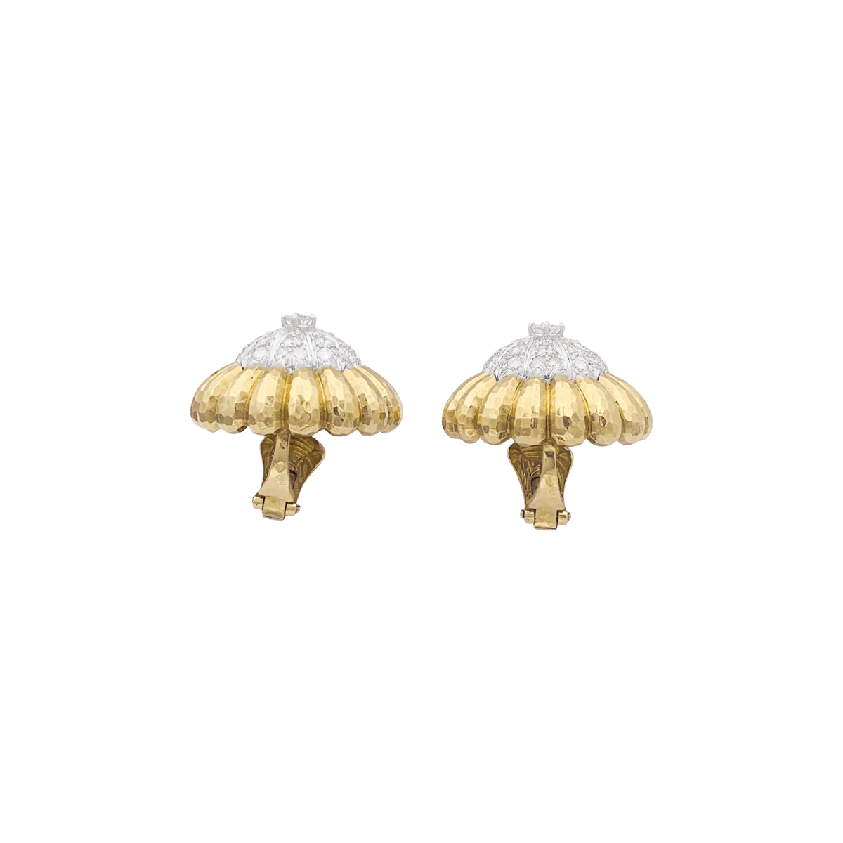 Boucles d'oreilles Clips DAVID WEBB en or jaune, platine et diamants - Image 5