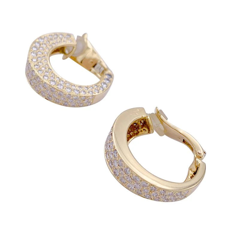 Boucles d'oreilles Clip O.J Perrin, "Arena" en or jaune et diamants - Image 3