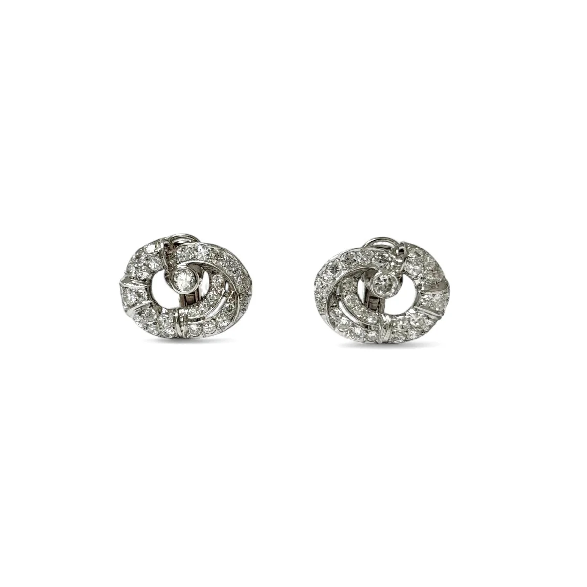 Clips d'oreilles platine et diamants - Image 3