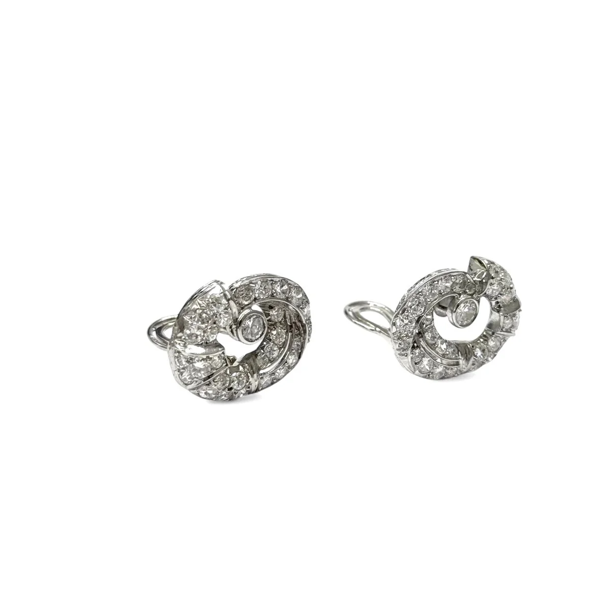 Clips d'oreilles platine et diamants - Image 5