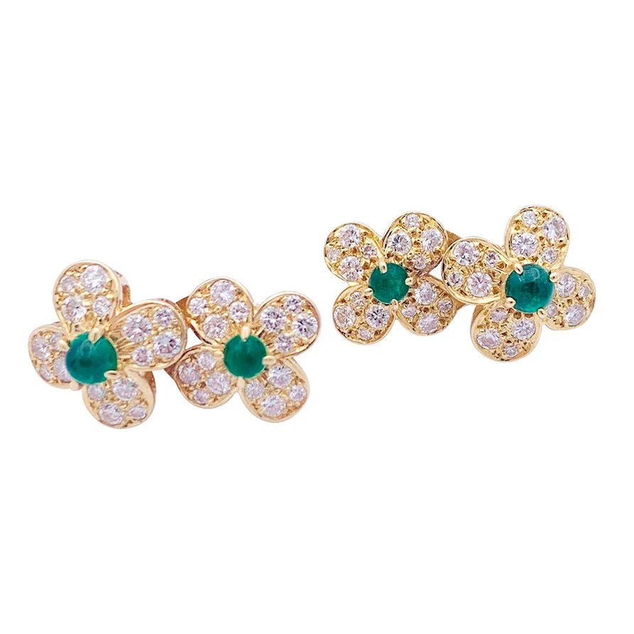 Clips Van Cleef & Arpels, "Fleurette", en or jaune, diamants et émeraudes. - Image 3