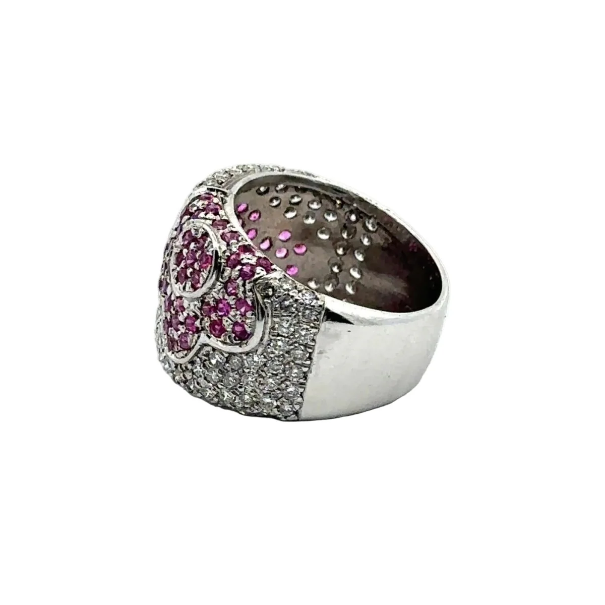 Bague Bandeau en or blanc, rubis et diamants - Image 3