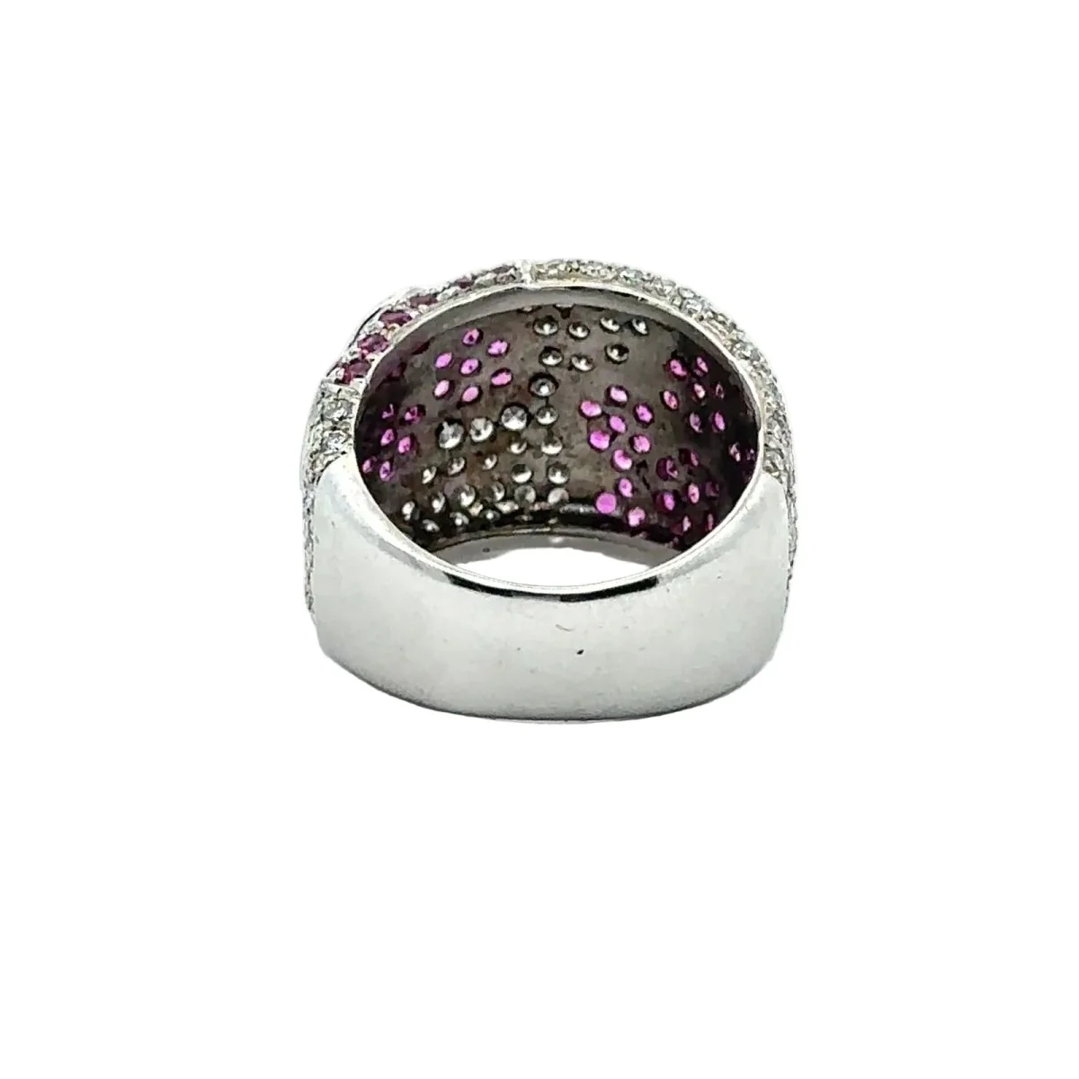 Bague Bandeau en or blanc, rubis et diamants - Image 4