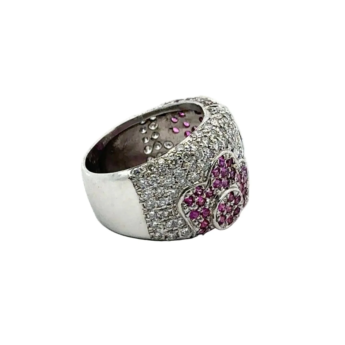 Bague Bandeau en or blanc, rubis et diamants - Image 5
