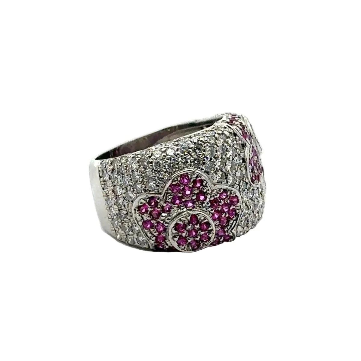 Bague Bandeau en or blanc, rubis et diamants - Image 6