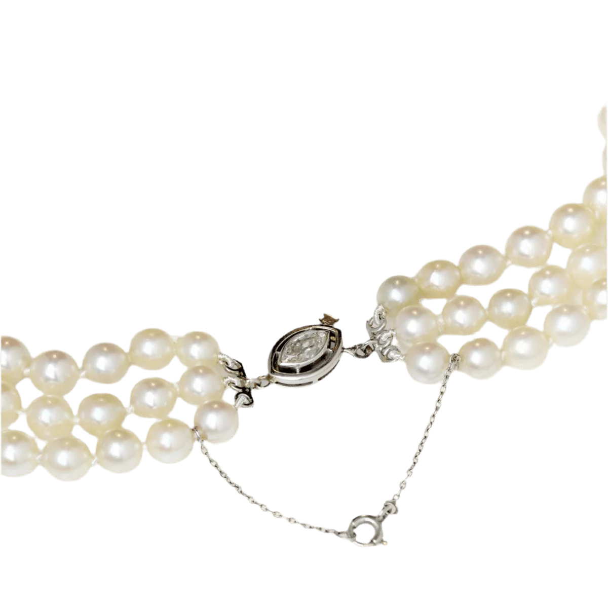 Collier Perles en or blanc et diamant - Image 5