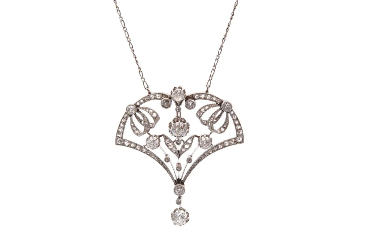 Collier ancien en platine et diamants - Image 2