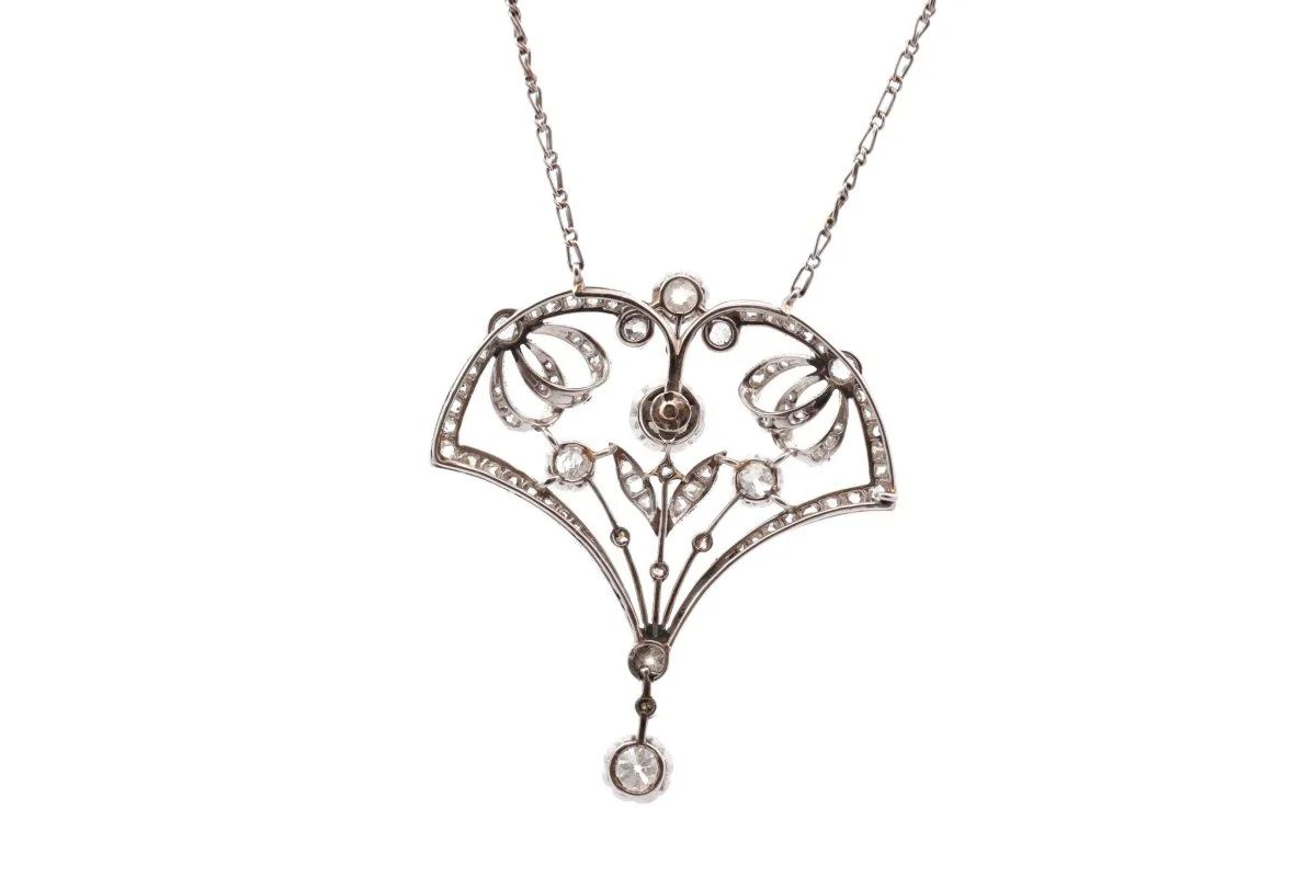 Collier ancien en platine et diamants - Image 3