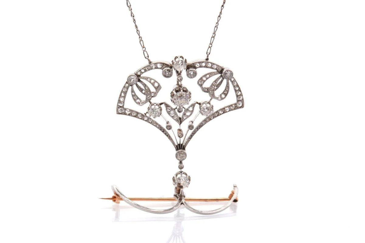 Collier ancien en platine et diamants - Image 5