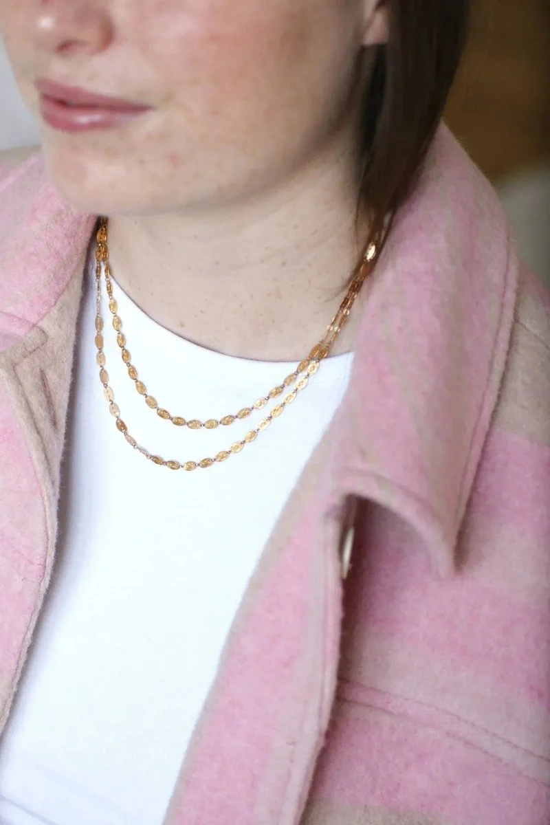 Collier chaîne double or et fermoir émaillé - Image 3