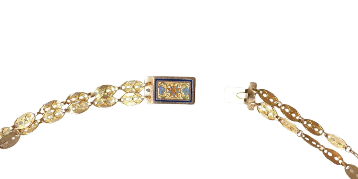 Collier chaîne double or et fermoir émaillé - Image 5