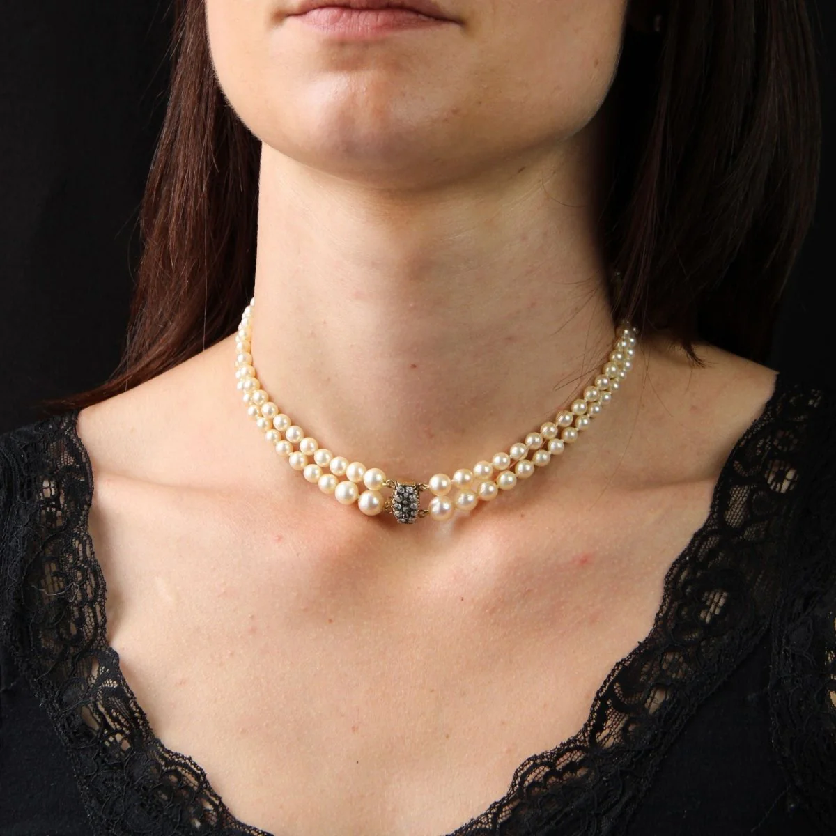 Collier Ras de Cou en or jaune et perles - Image 2