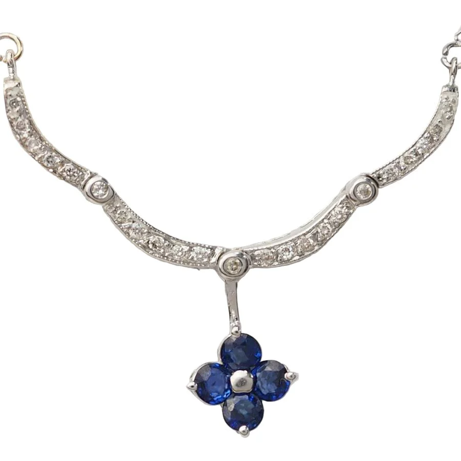 Collier en or blanc, saphirs et diamants - Image 2