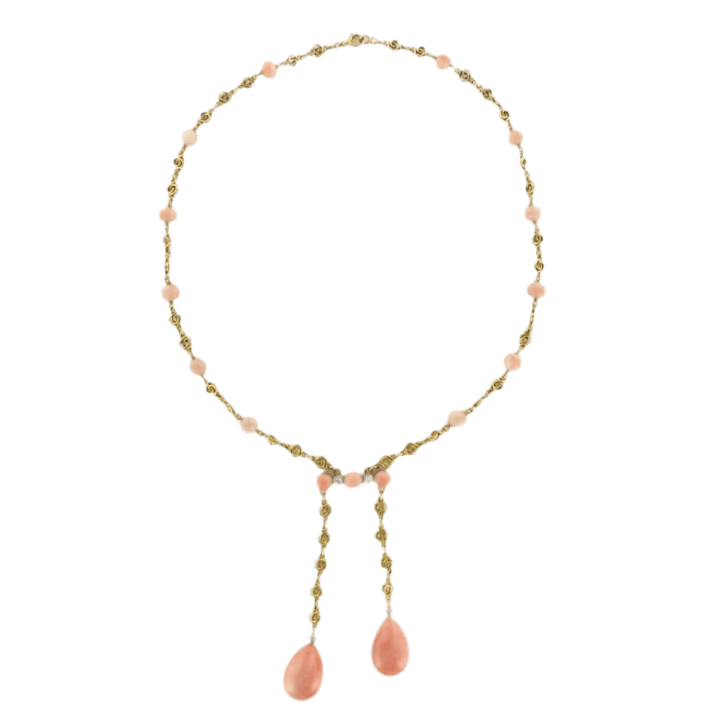 Collier Négligé or jaune et corail
