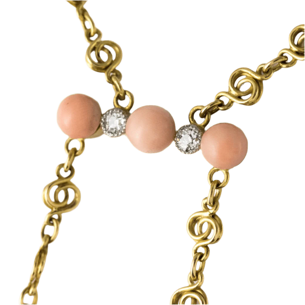 Collier Négligé or jaune et corail - Image 4