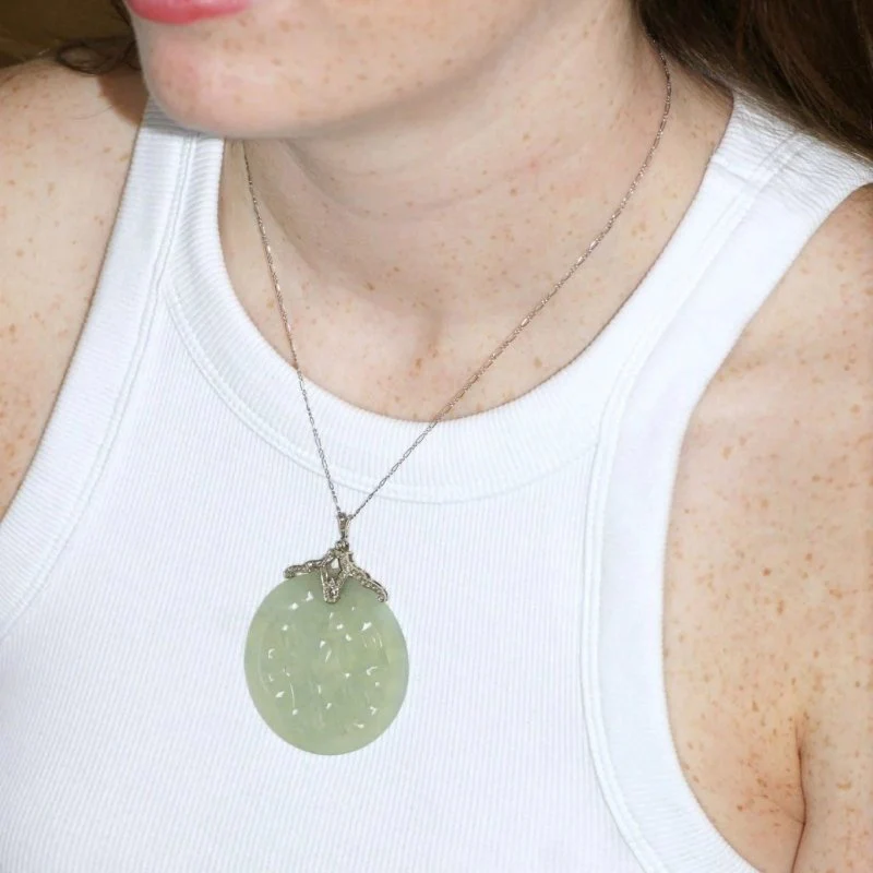 Collier Art Déco diamants et Jade - Image 2