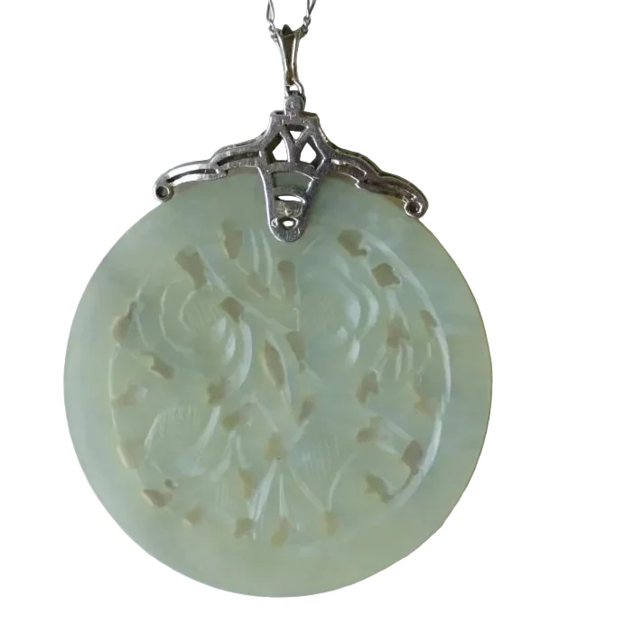 Collier Art Déco diamants et Jade - Image 3