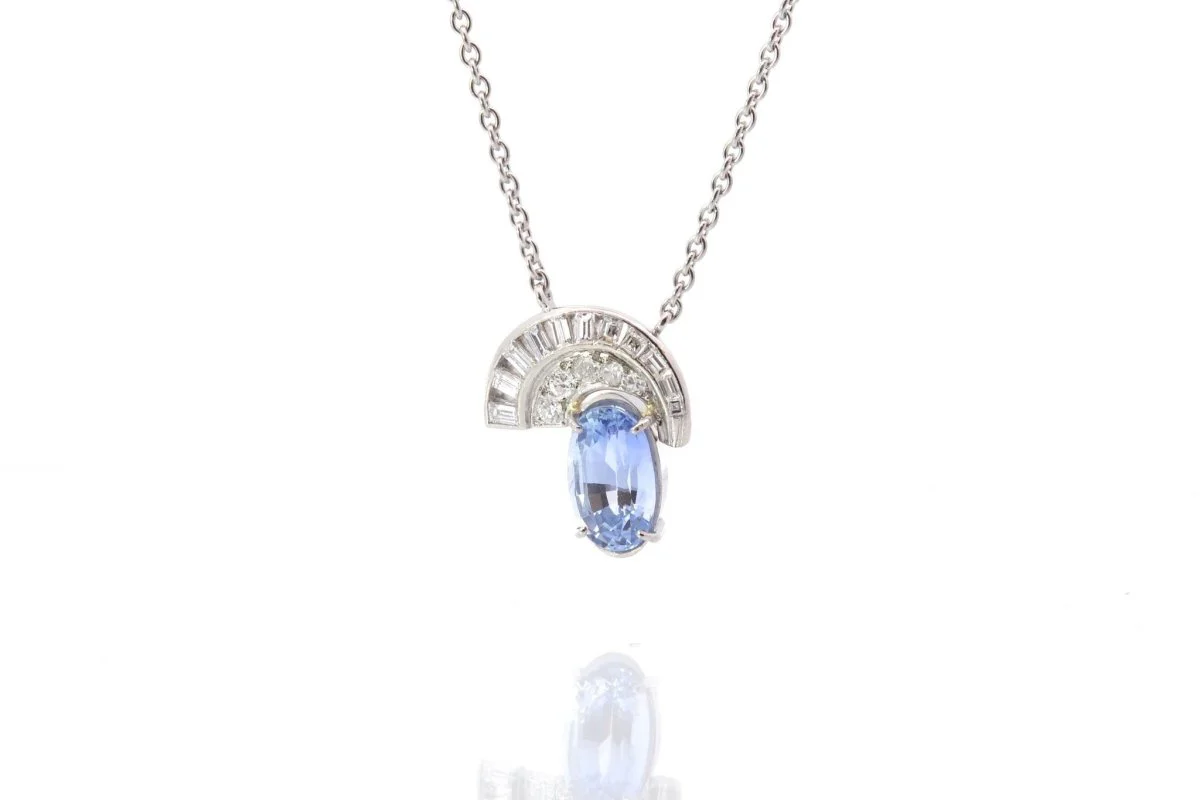 Collier saphir de Ceylan et diamants - Image 3