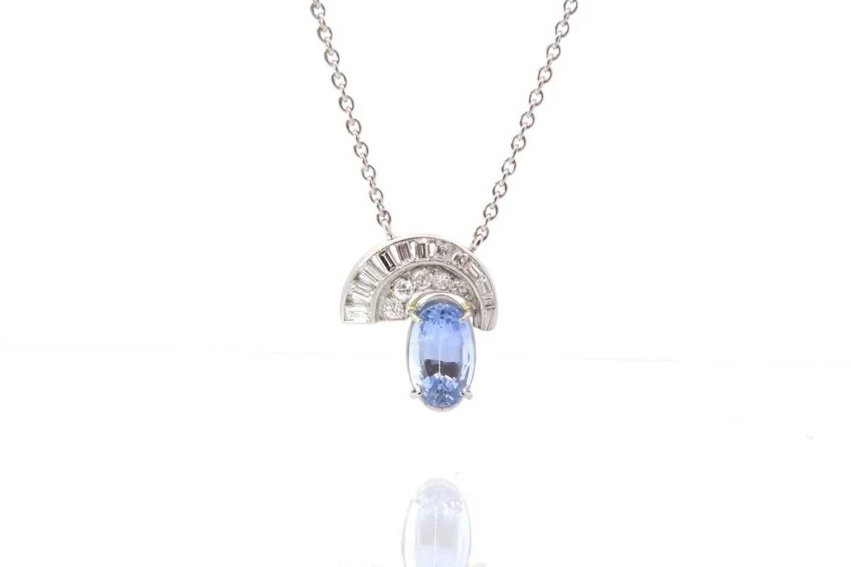 Collier saphir de Ceylan et diamants - Image 4