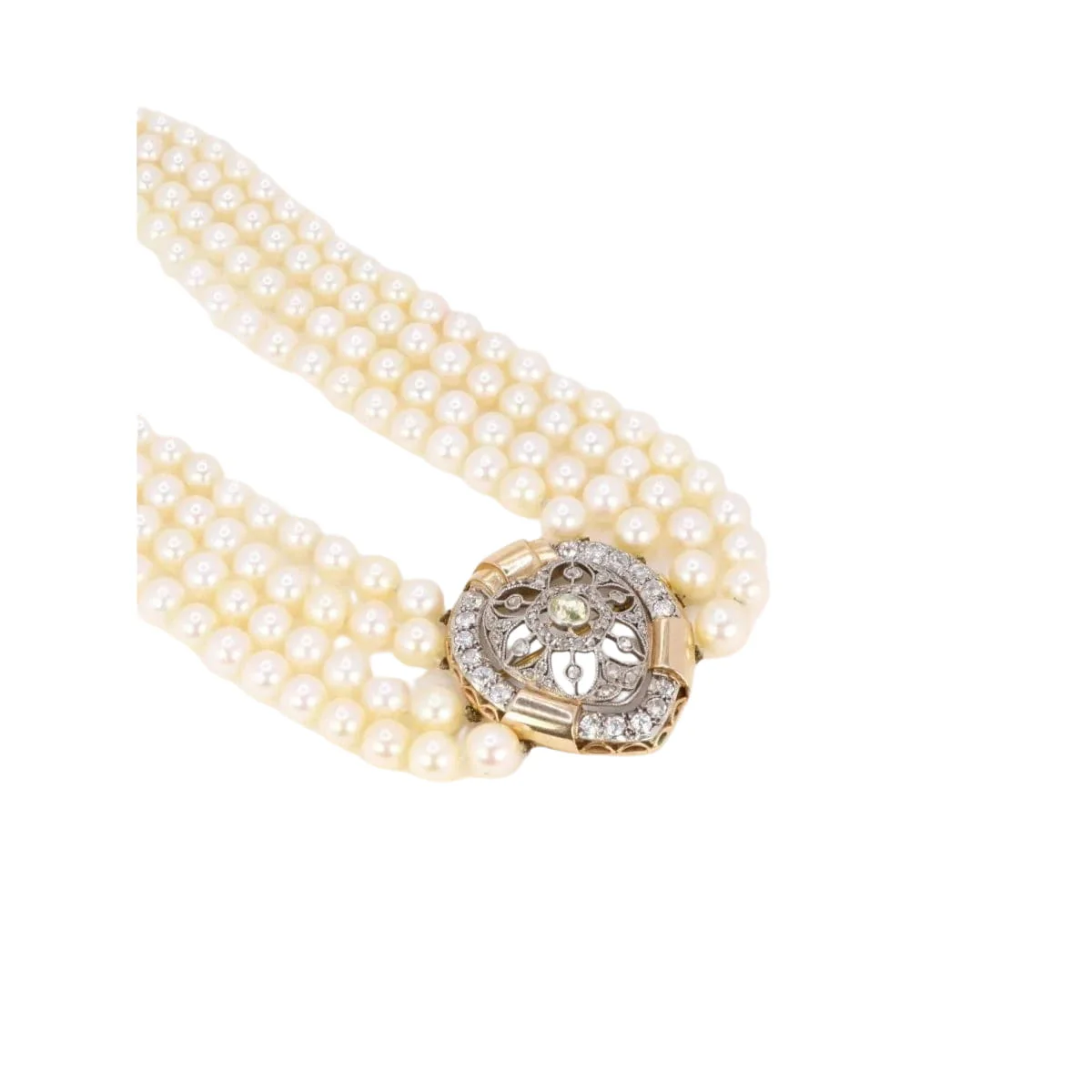 Collier Belle Epoque diamants perles de culture - Image 4