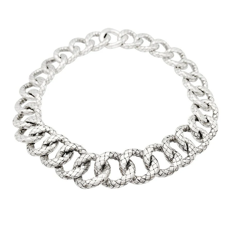 Collier Bottega Veneta, "Intrecciato", argent