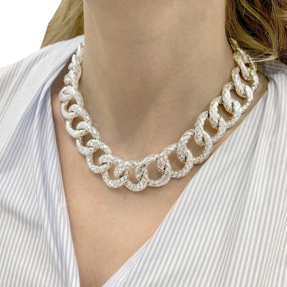 Collier Bottega Veneta, "Intrecciato", argent - Image 5