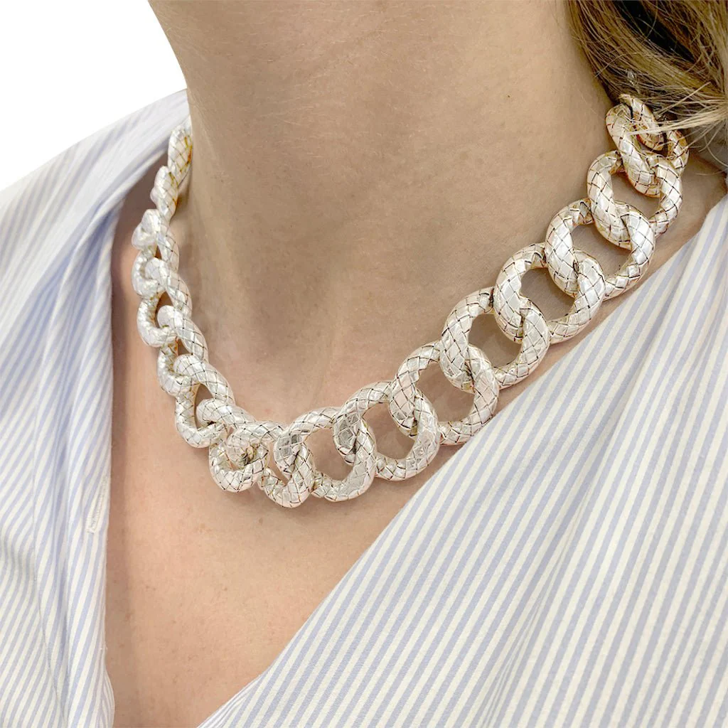 Collier Bottega Veneta, "Intrecciato", argent - Image 6