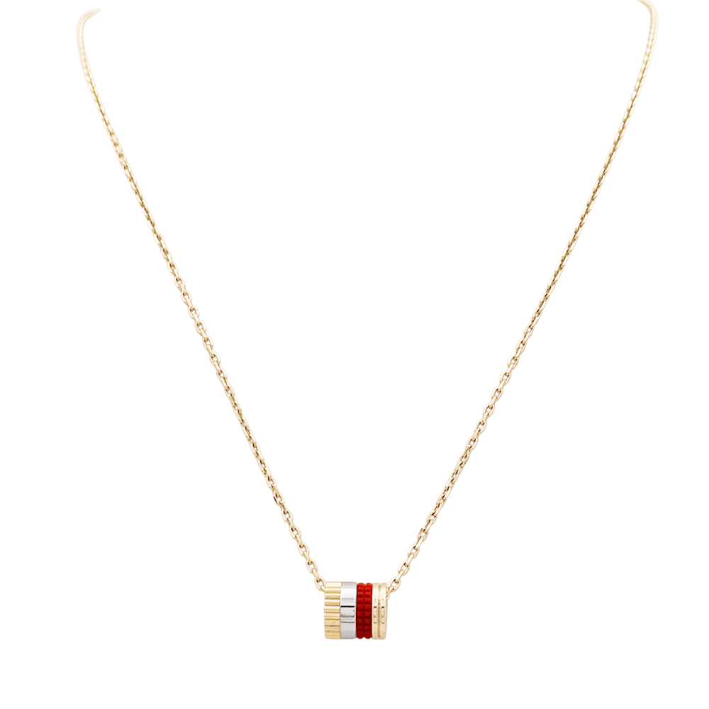 Collier Pendentif BOUCHERON "Mini Bague Quatre Red Édition" en or jaune, or blanc, or rose, céramique et diamant