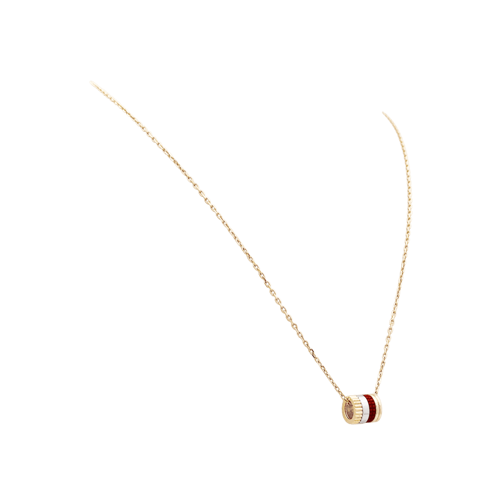 Collier Pendentif BOUCHERON "Mini Bague Quatre Red Édition" en or jaune, or blanc, or rose, céramique et diamant - Image 3