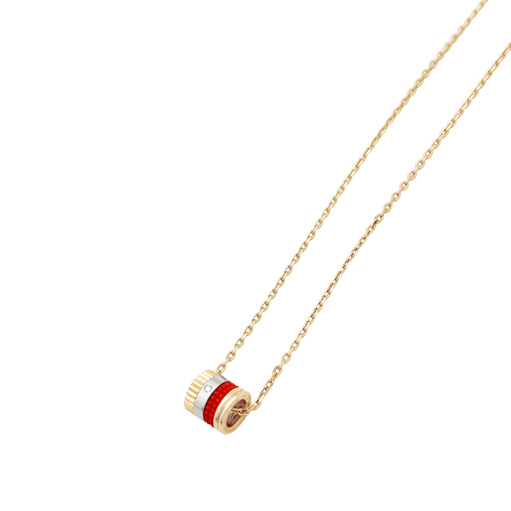 Collier Pendentif BOUCHERON "Mini Bague Quatre Red Édition" en or jaune, or blanc, or rose, céramique et diamant - Image 4
