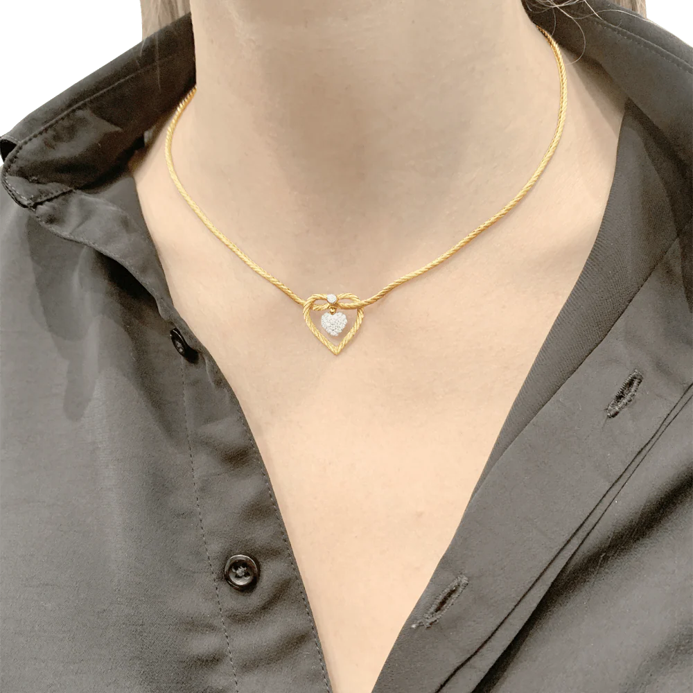 Collier Maille BUCCELLATI "Valentina" en or jaune, or blanc et diamants - Image 2
