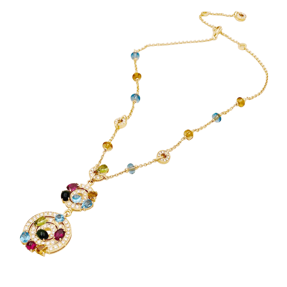 Collier Chaîne BULGARI "Astrale" en or jaune, topazes, citrines, péridots, rhodolites, tourmalines et diamants - Image 3