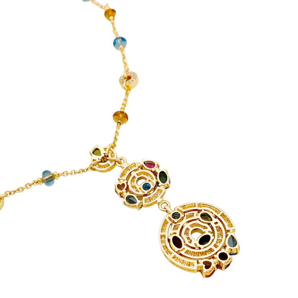 Collier Chaîne BULGARI "Astrale" en or jaune, topazes, citrines, péridots, rhodolites, tourmalines et diamants - Image 5