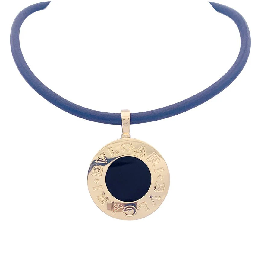 Collier BULGARI "Bulgari Bulgari" en or jaune, acier et onyx - Image 3