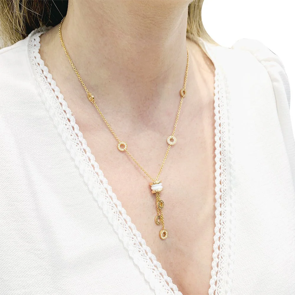 Collier Négligé BULGARI "BZERO1" en or rose, céramique blanche et diamants - Image 5