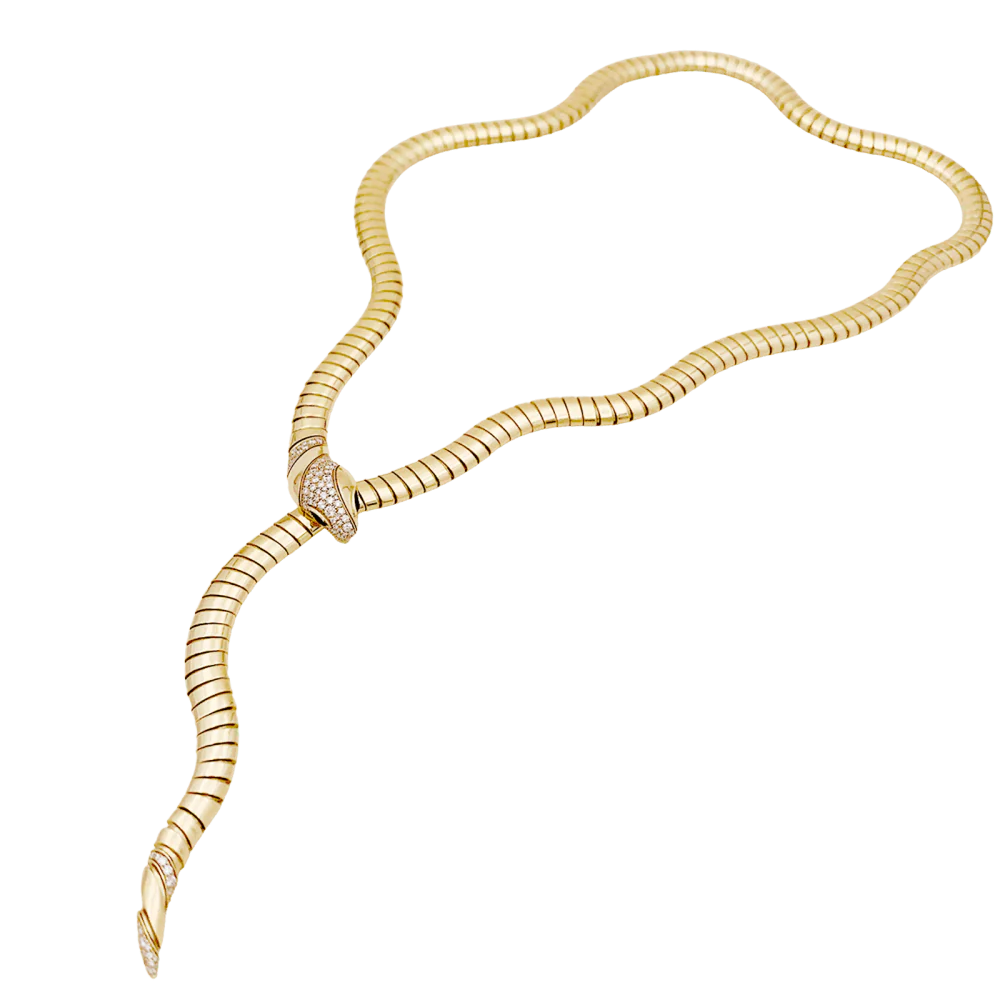 Collier Tubogas BULGARI "Serpenti Tubogas" en or jaune, onyx et diamants - Image 3