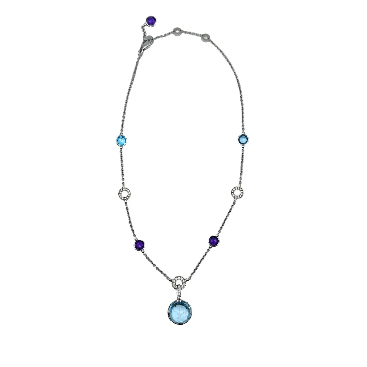 Collier BVLGARI "Parentesi Cocktail" en or blanc, topazes bleues, améthystes et diamants - Image 4